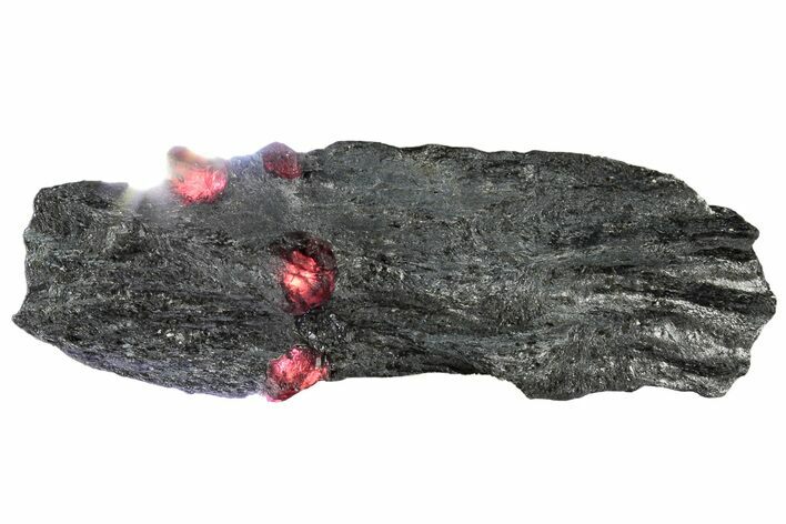 Plate of Four Red Embers Garnets in Graphite - Massachusetts #313535